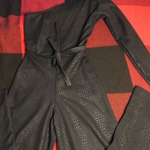 Faux crocodile print romper